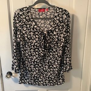 Oscar De La Renta black and white tie top